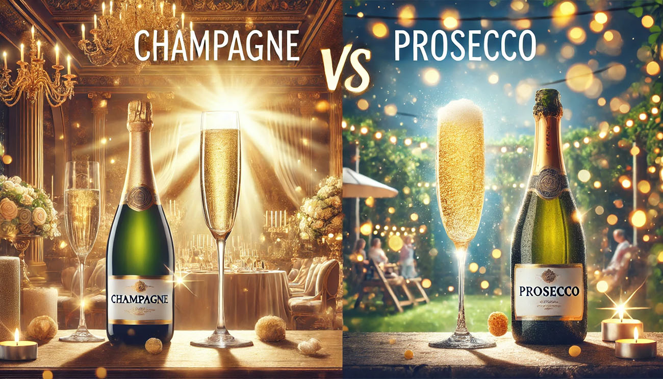 Voici l'image comparant le Champagne et le Prosecco.